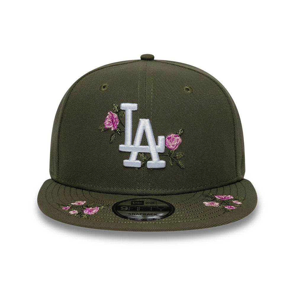 Pictured is this MLB Floral LA Dodgers 9FIFTY Snapback cap in green. 3
