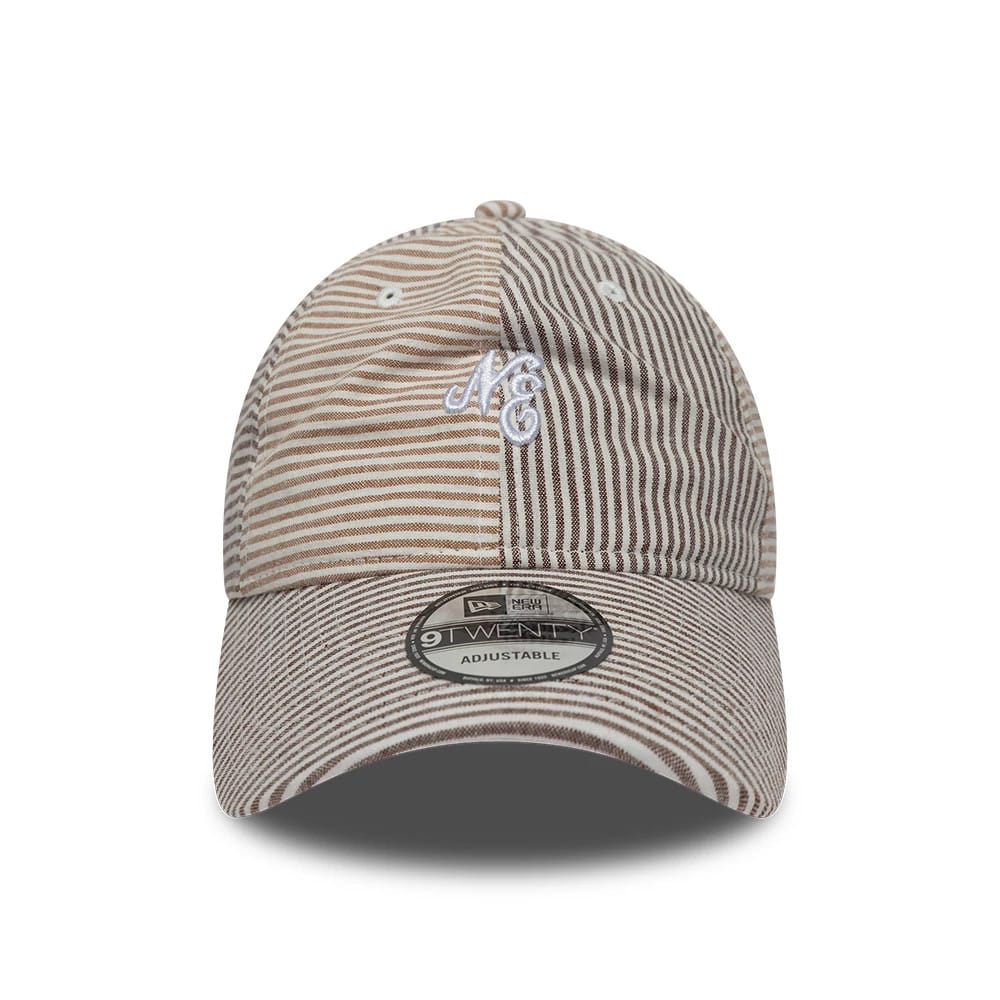 Pictured is this New Era Stripe 9TWENTY cap in beige and brown. 2