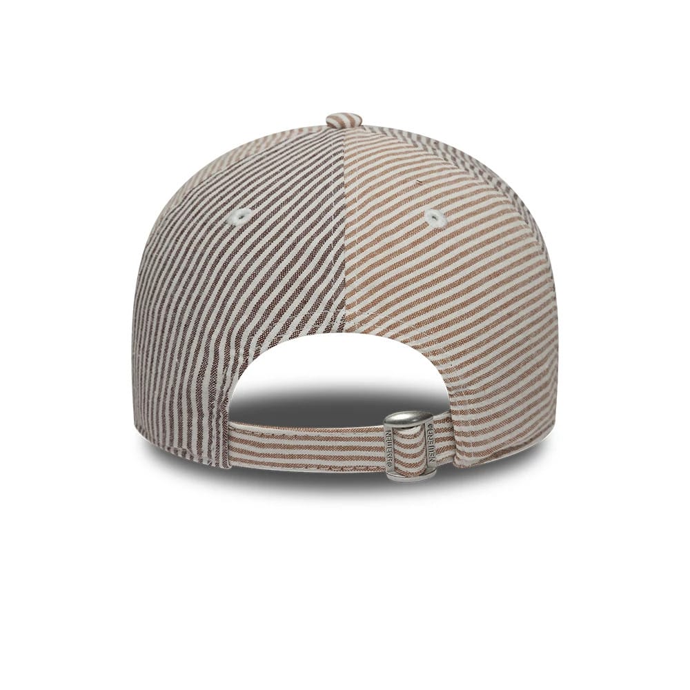 Pictured is this New Era Stripe 9TWENTY cap in beige and brown. 4