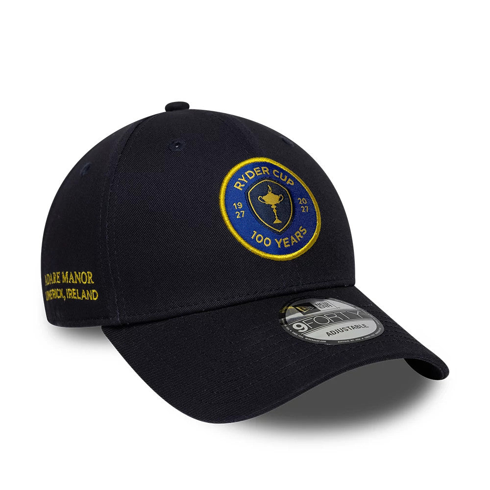 Pictured is this Ryder Cup 2027 100 Years 9FORTY cap in navy. 1