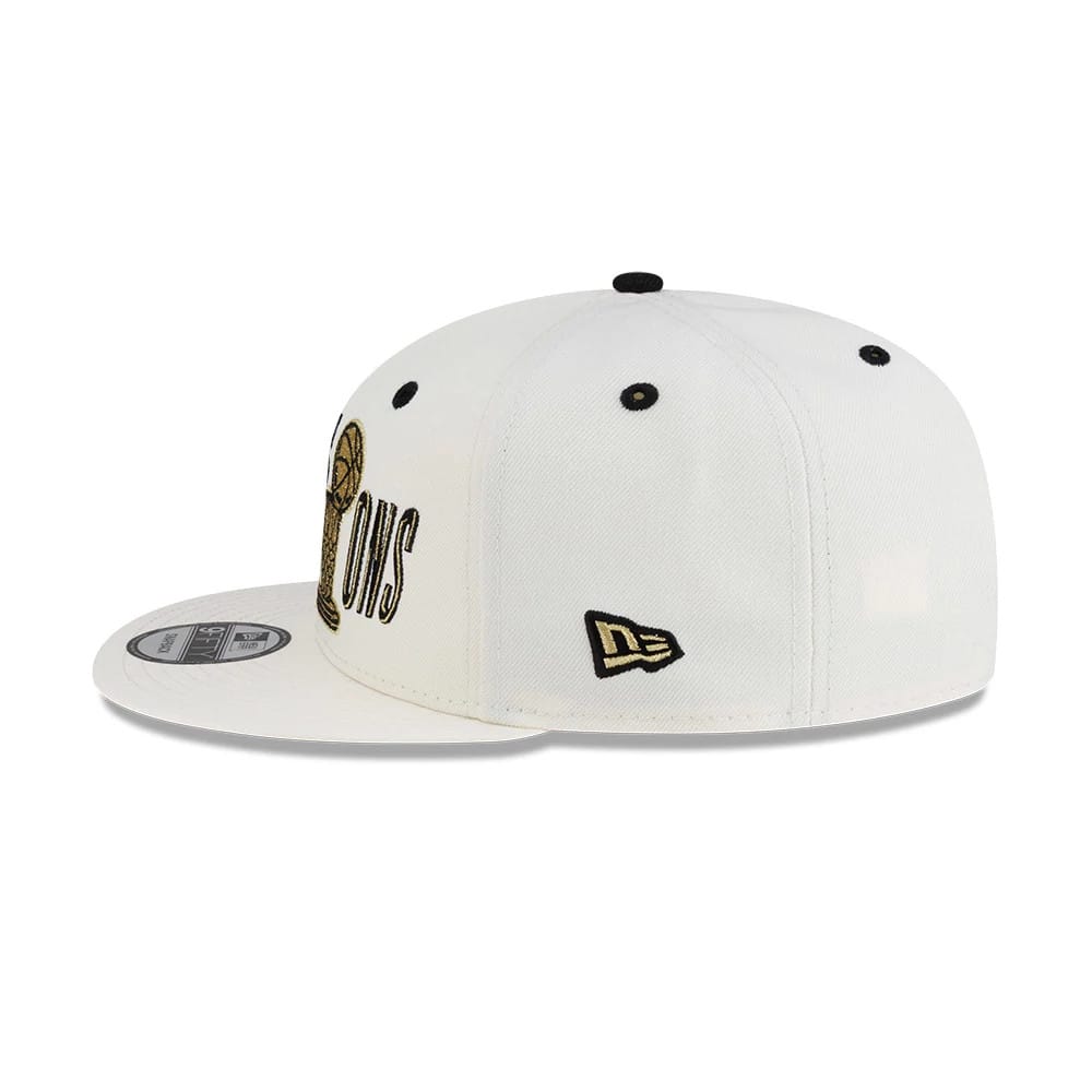 Pictured is this NBA Finals Parade 2026 New York Knicks 9FIFTY Snapback cap in white. 7