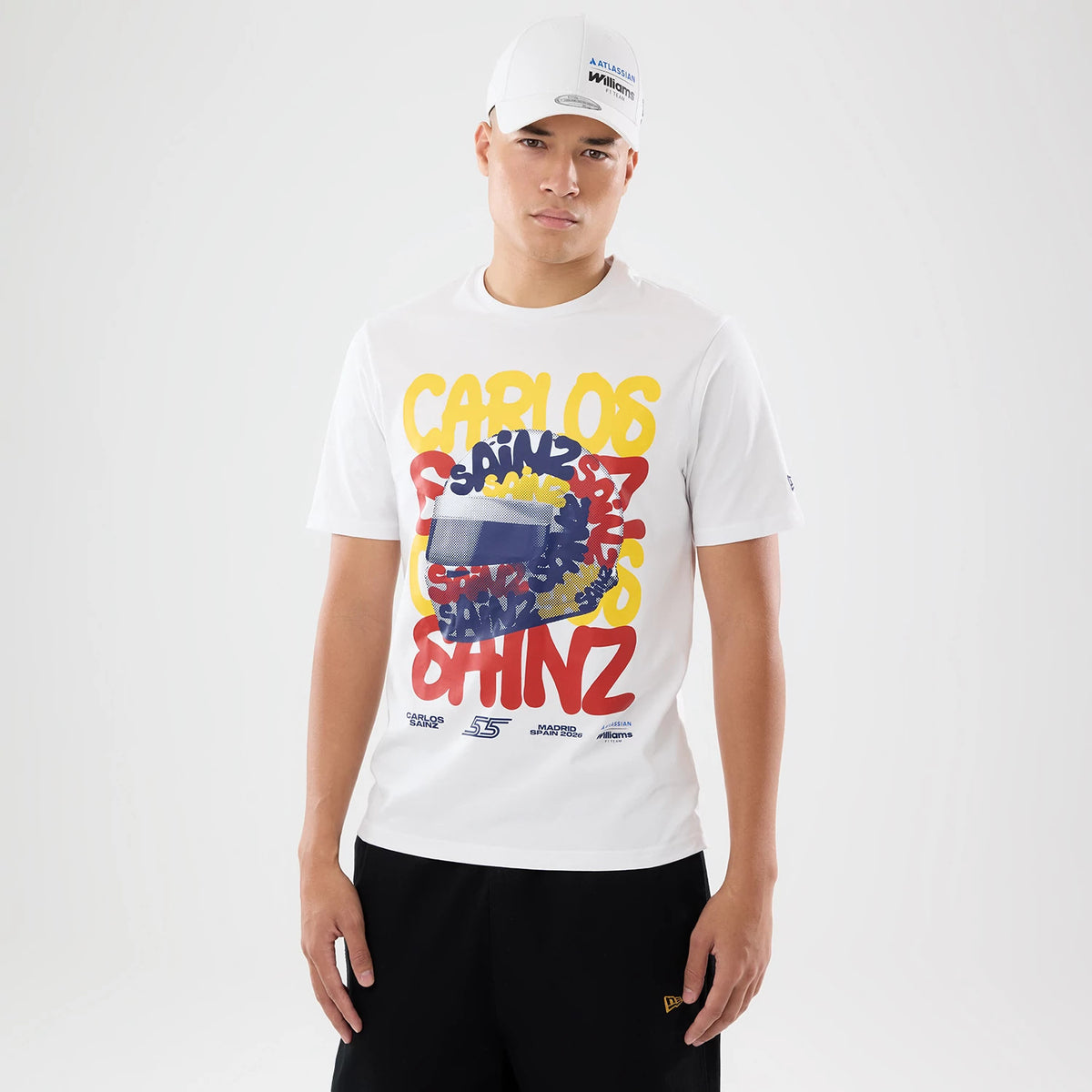 The model is wearing this Williams Carlos Sainz Spain Race Special T-Shirt in white. 1