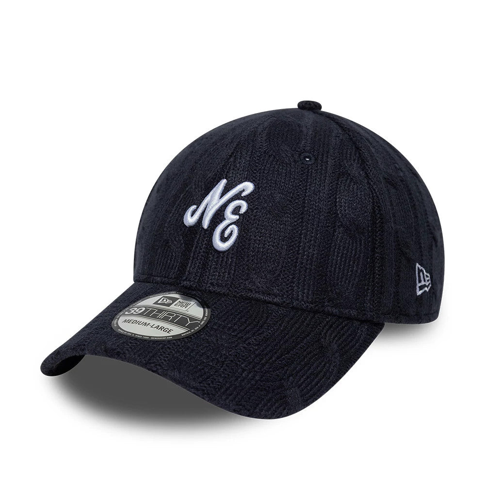 Pictured is this New Era Knitted 39THIRTY Stretch Fit cap in navy. 1