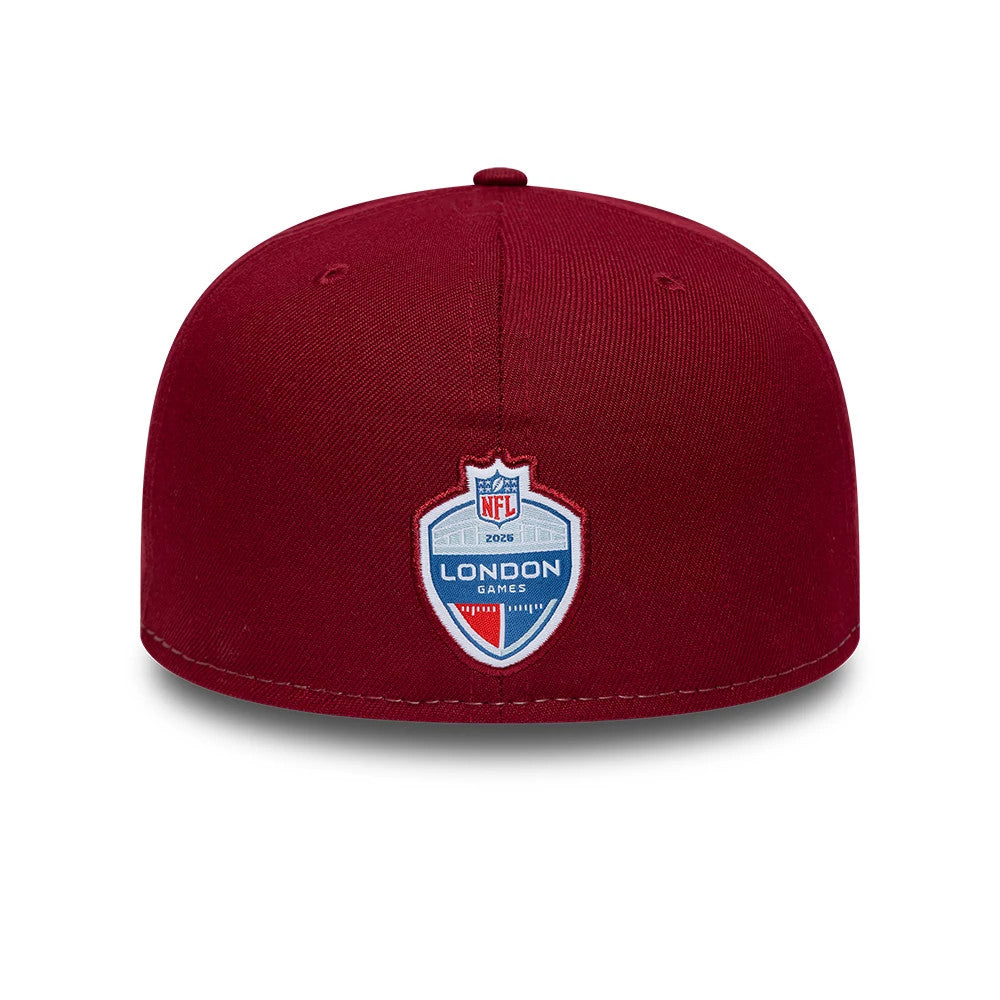 Pictured is this NFL International Games Washington Commanders 59FIFTY Fitted cap in dark red. 4