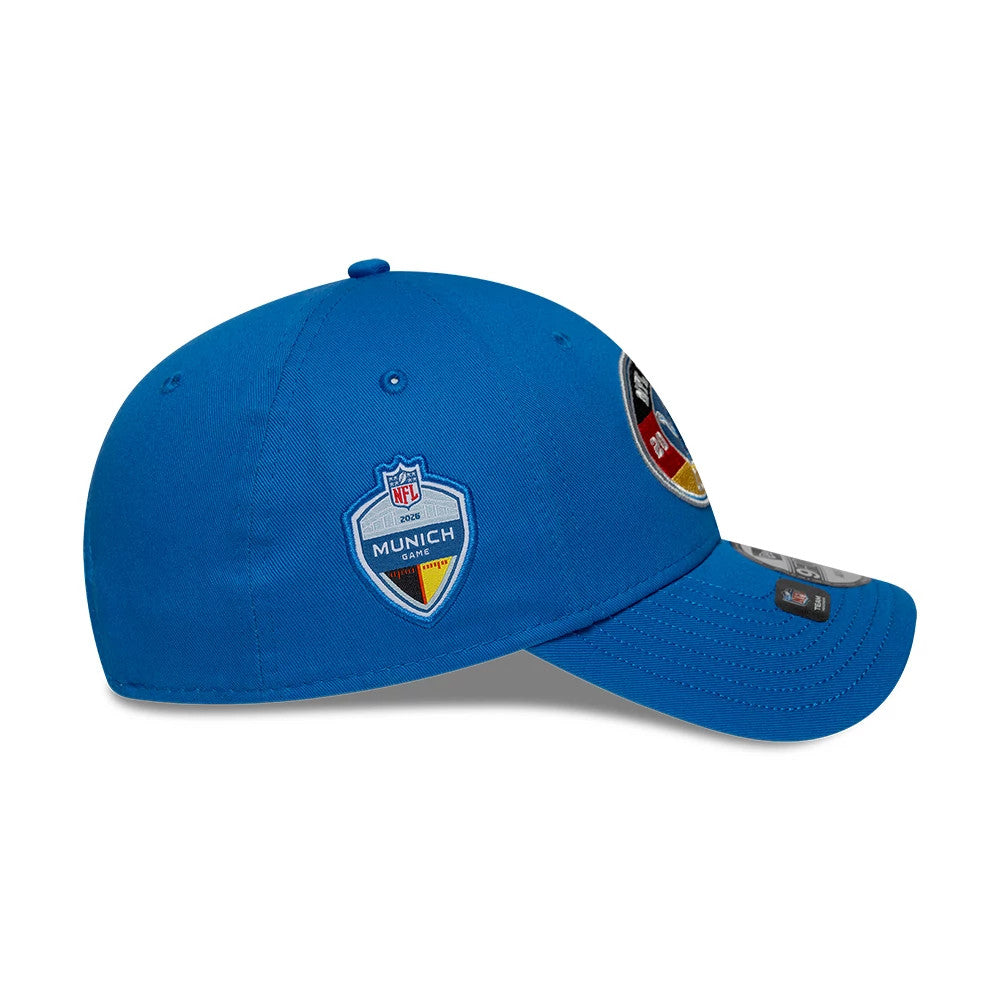 Pictured is this NFL International Games 2026 Munich Detroit Lions 9FORTY cap in blue. 4
