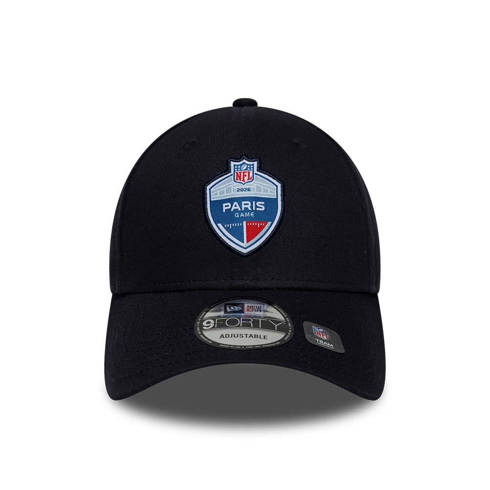Pictured is this NFL International Games 2026 Paris 9FORTY cap in navy. 2