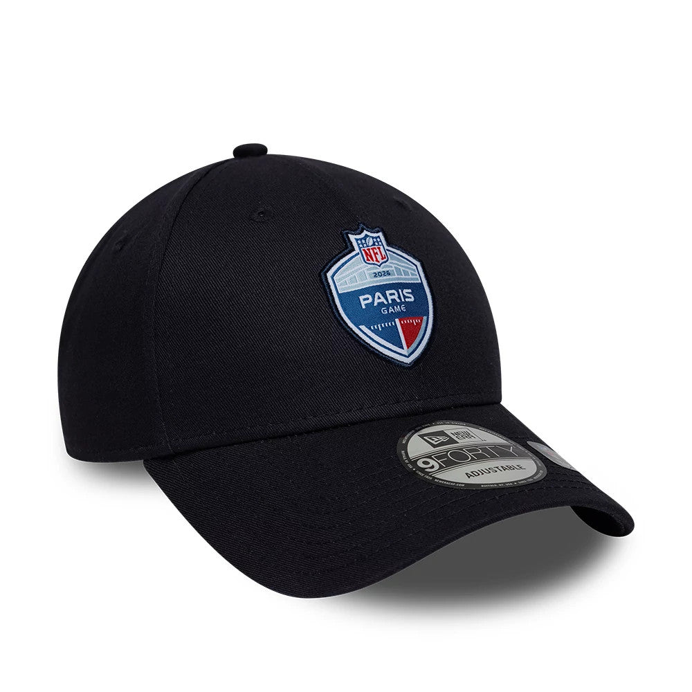 Pictured is this NFL International Games 2026 Paris 9FORTY cap in navy. 3
