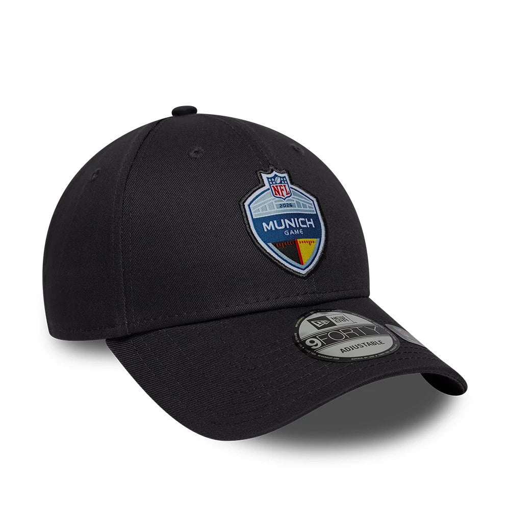 Pictured is this NFL International Games 2026 Munich 9FORTY cap in dark grey. 3