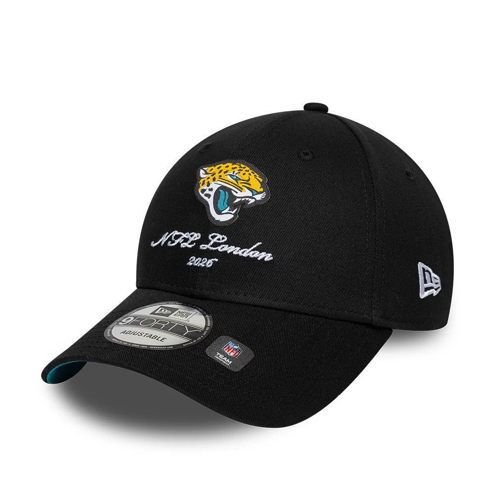 Pictured is this NFL International Games 2026 London Jacksonville Jaguars 9FORTY cap in black. 4