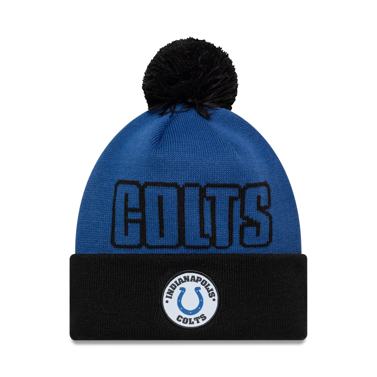 Pictured is this NFL International Games 2026 London Indianapolis Colts Cuff Knit Beanie hat in blue. 1