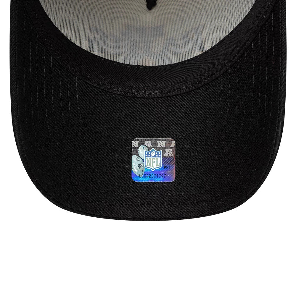 Pictured is this NFL International Games 2026 Paris Pittsburgh Steelers 9FORTY A-Frame Trucker cap in black. 7