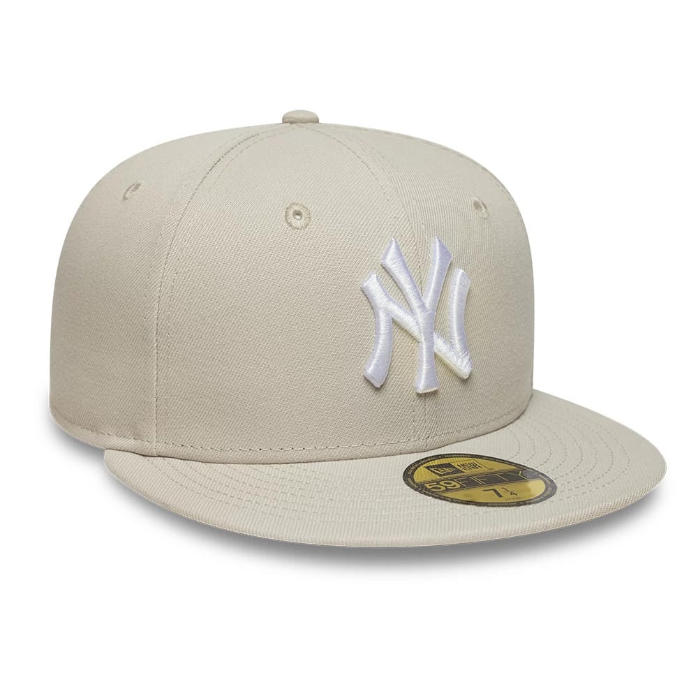 Pictured is this MLB New York Yankees 59FIFTY Fitted cap in light beige. 3