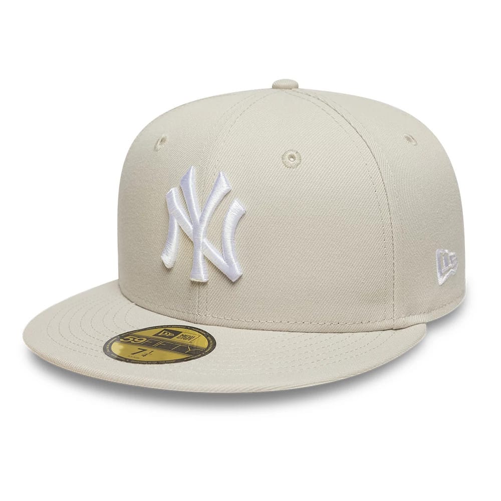 Pictured is this MLB New York Yankees 59FIFTY Fitted cap in light beige. 1