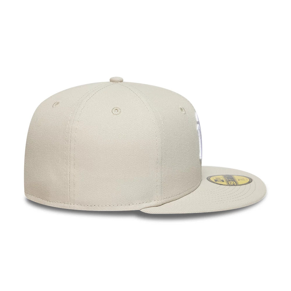 Pictured is this MLB New York Yankees 59FIFTY Fitted cap in light beige. 7