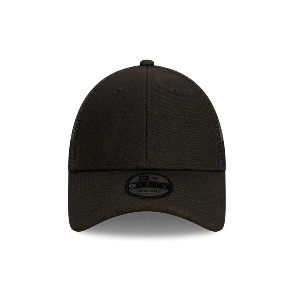 This is a New Era Blank Black 9FORTY Trucker Cap 2