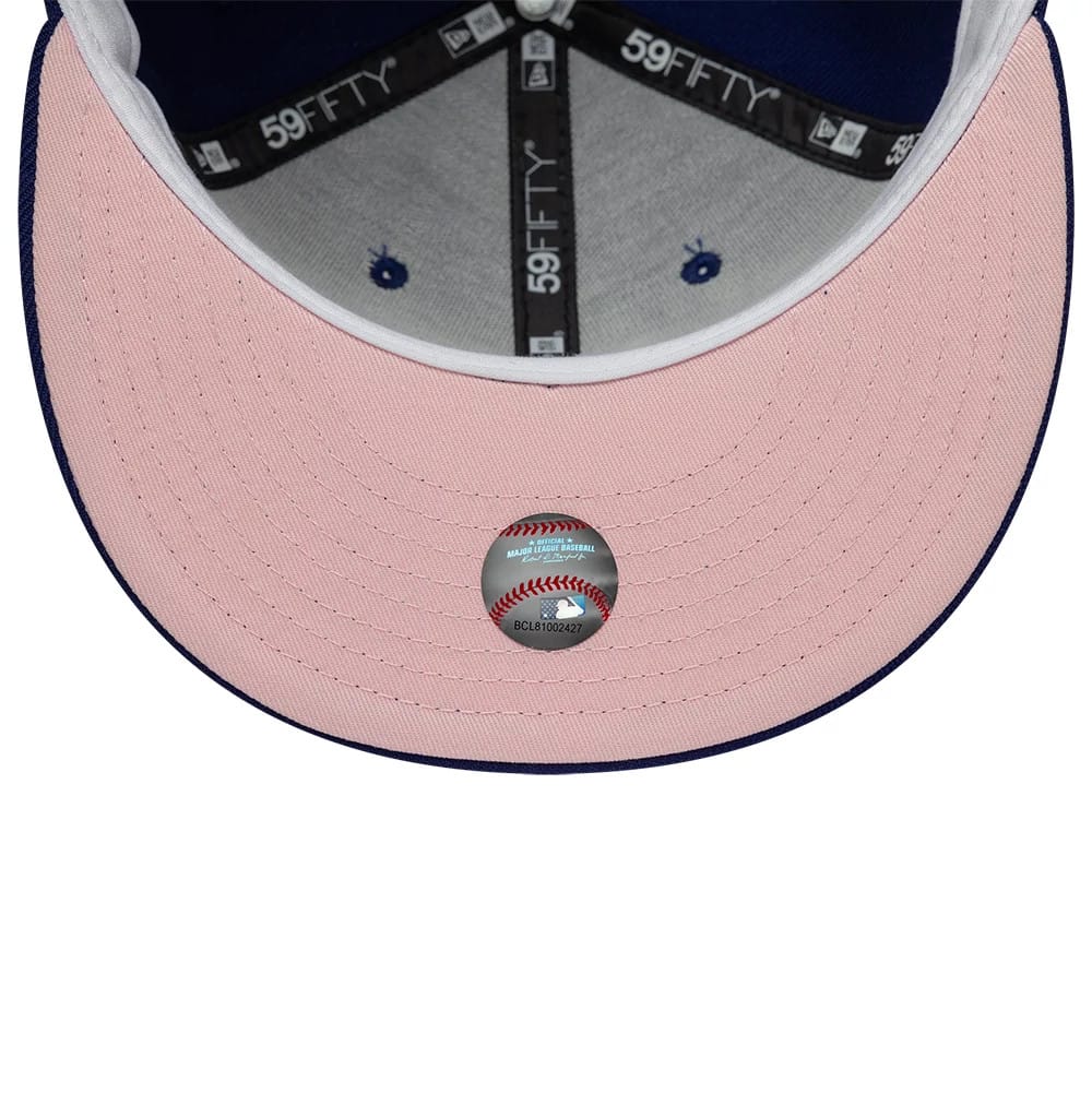 Pictured is this MLB Heart LA Dodgers 59FIFTY Fitted cap in dark blue. 2