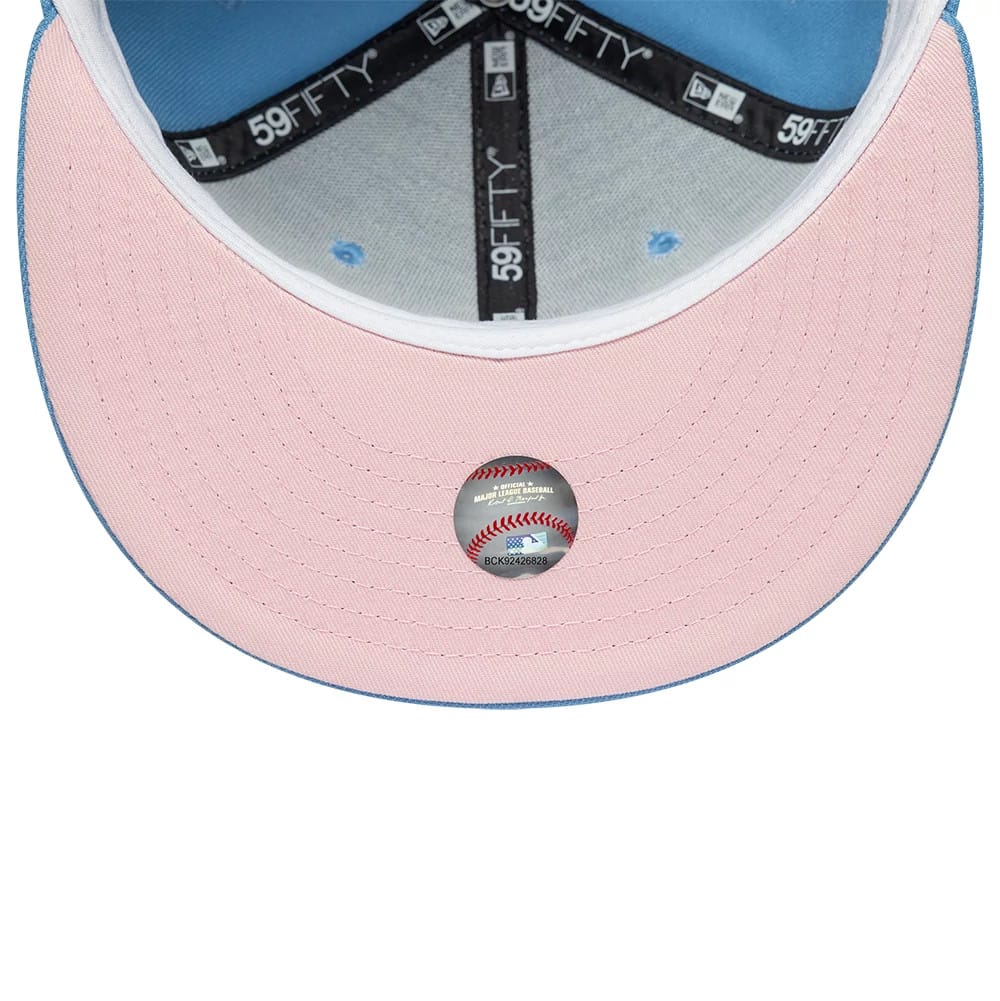 Pictured is this MLB Heart New York Yankees 59FIFTY Fitted cap in pastel blue. 2