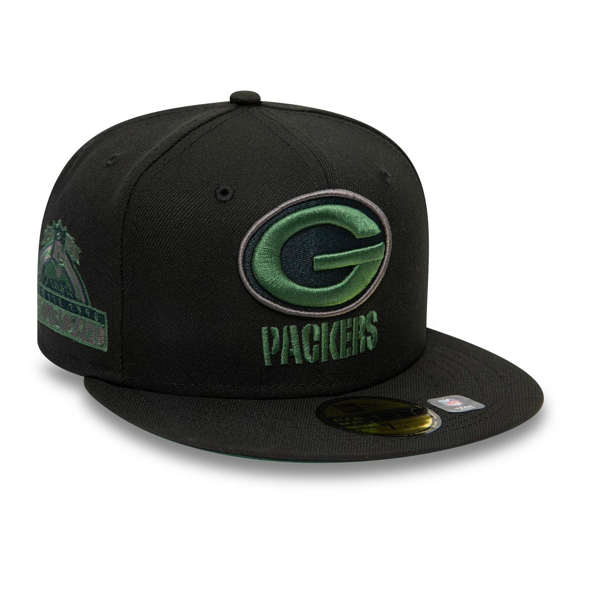 This is a Green Bay Packers NFL Rivals Black 59FIFTY Fitted Cap 1