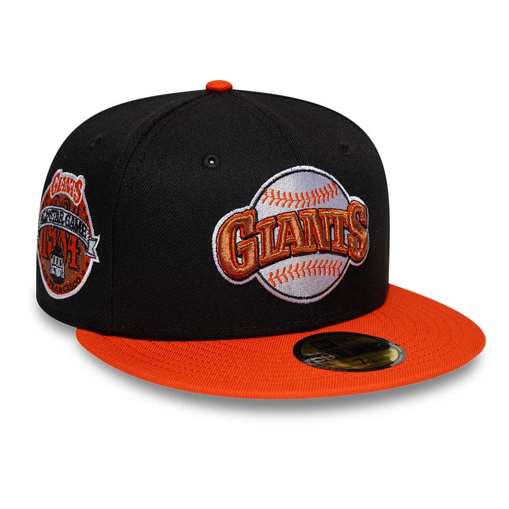 Pictured is this MLB Cooperstown San Francisco Giants 59FIFTY Fitted cap in black. 1