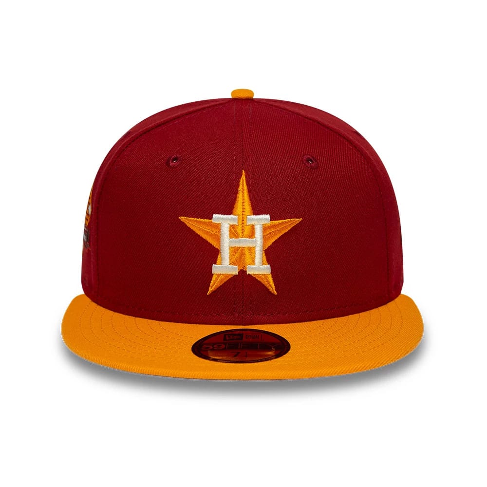 Pictured is this MLB Cooperstown Houston Astros 59FIFTY Fitted cap in dark red. 3