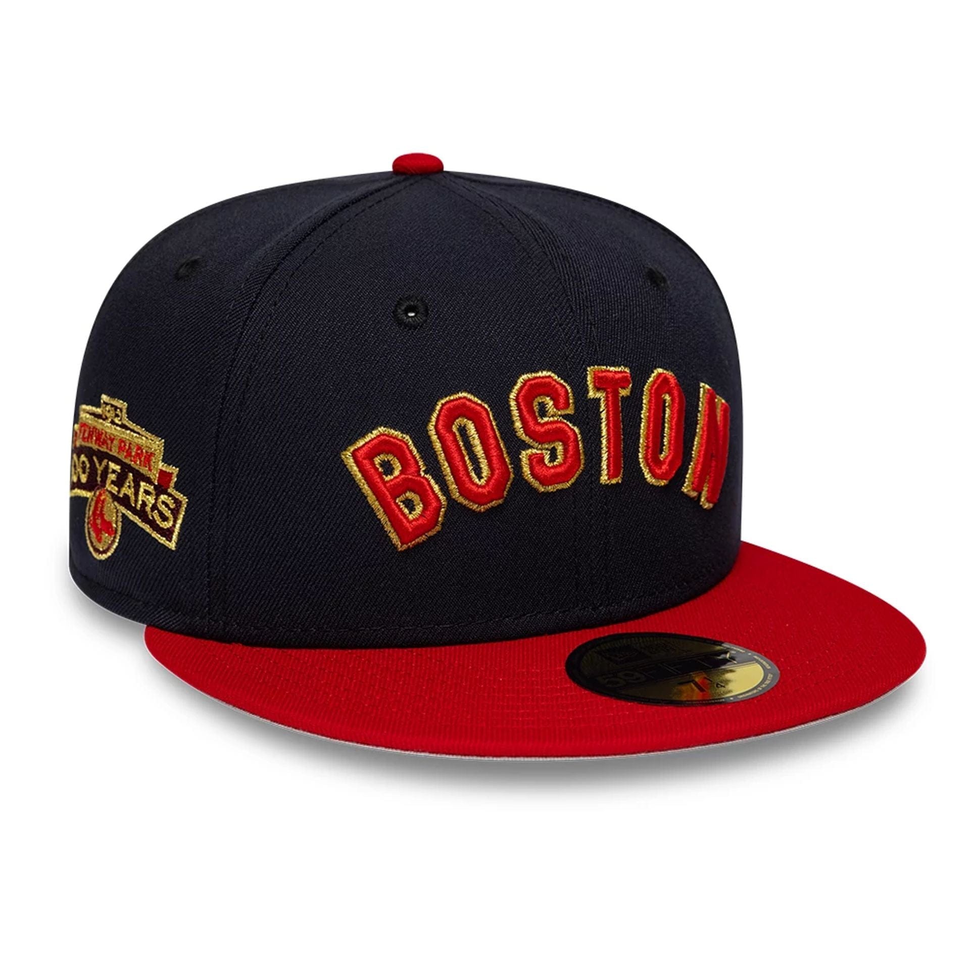 Pictured is this MLB Cooperstown Boston Red Sox 59FIFTY Fitted cap in navy. 1