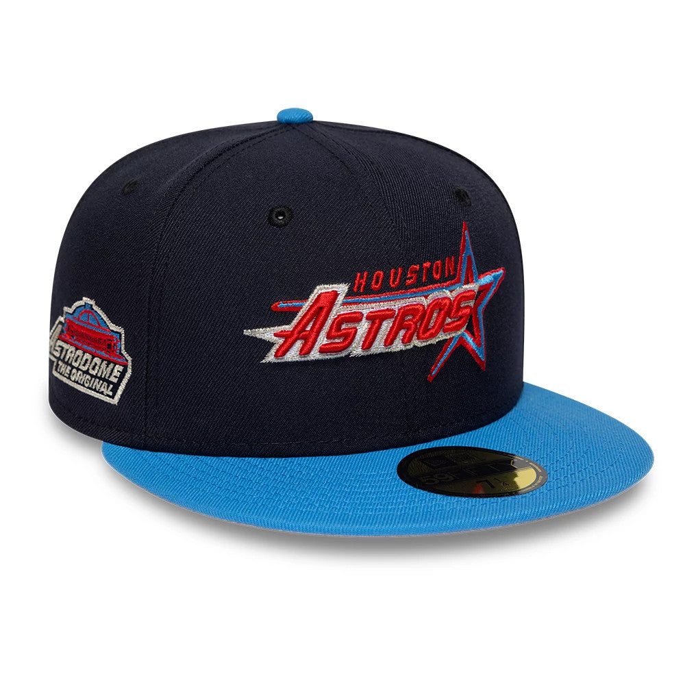 Pictured is this MLB Cooperstown Houston Astros 59FIFTY Fitted cap in navy. 1