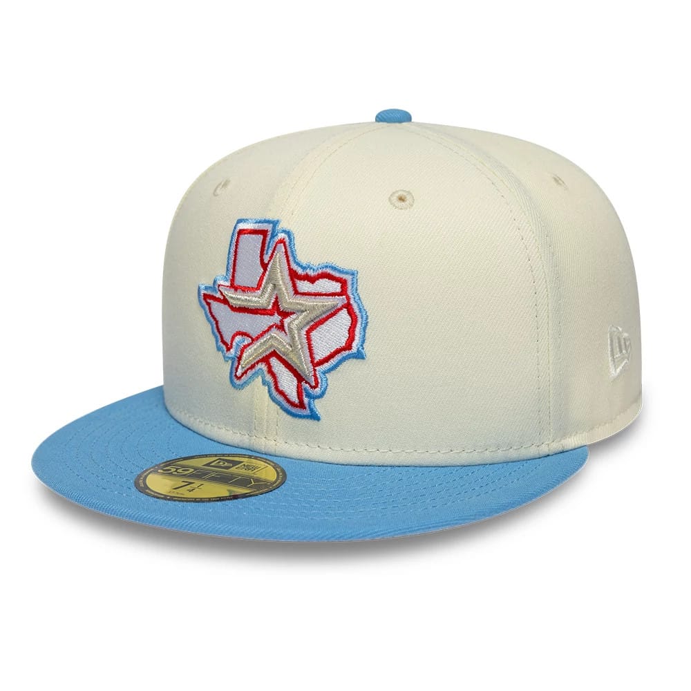 Pictured is this MLB Cooperstown Houston Astros 59FIFTY Fitted cap in cream. 4