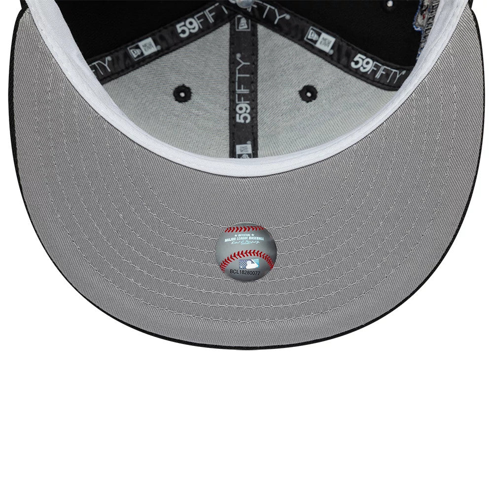 Pictured is this MLB Cooperstown Philadelphia Phillies 59FIFTY Fitted cap in black. 2