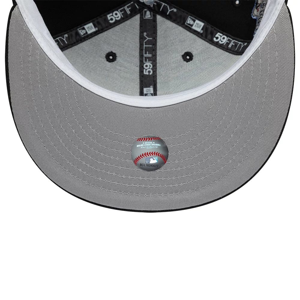 Pictured is this MLB Cooperstown Philadelphia Phillies 59FIFTY Fitted cap in black. 2