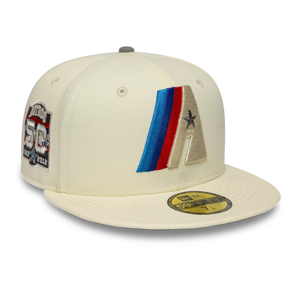 Pictured is this MLB Cooperstown Anniversary Houston Astros 59FIFTY Fitted cap in white. 1