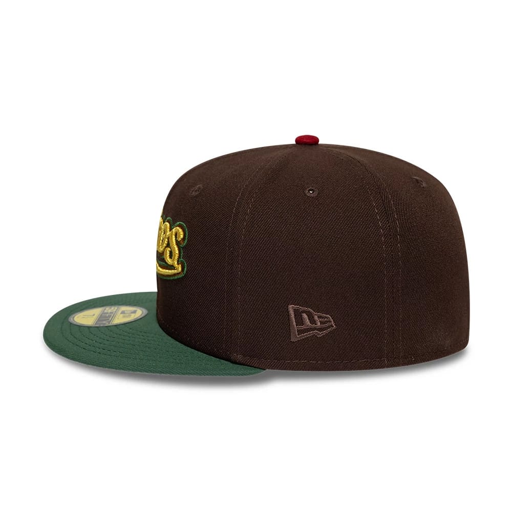 Pictured is this MLB Cooperstown Houston Astros 59FIFTY Fitted cap in dark brown & green. 7