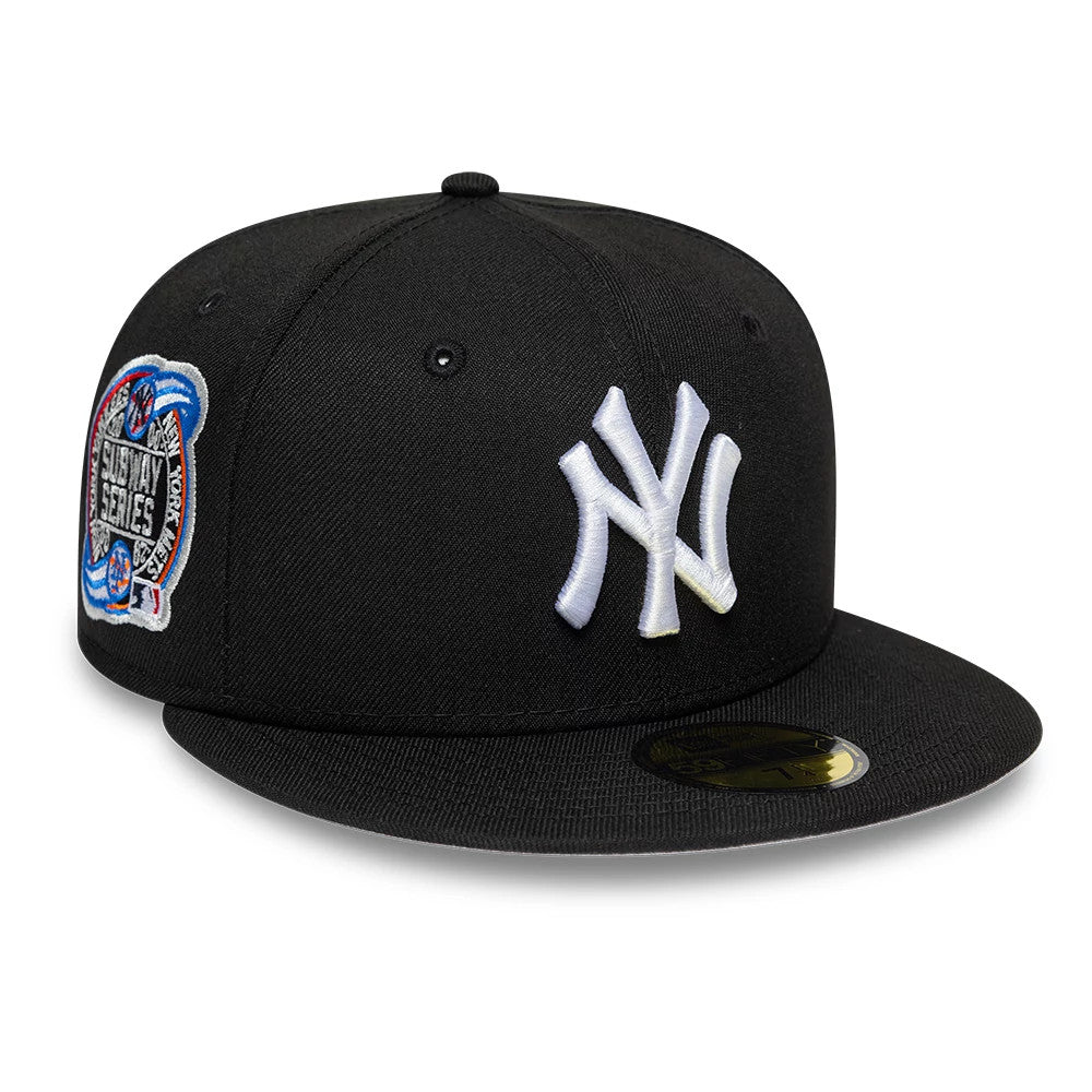 Pictured is this MLB Cooperstown New York Yankees 59FIFTY Fitted cap in black. 1