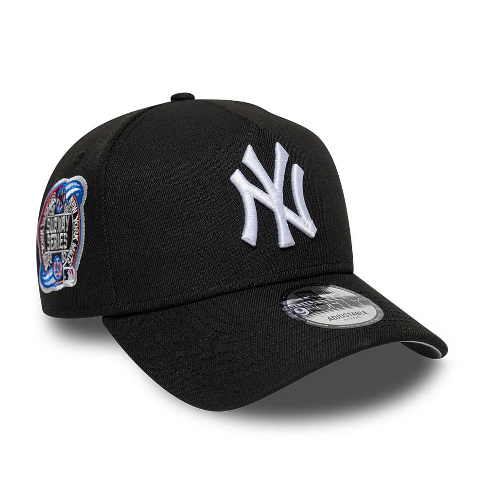 Pictured is this MLB Cooperstown New York Yankees 9FORTY A-Frame cap in black. 1