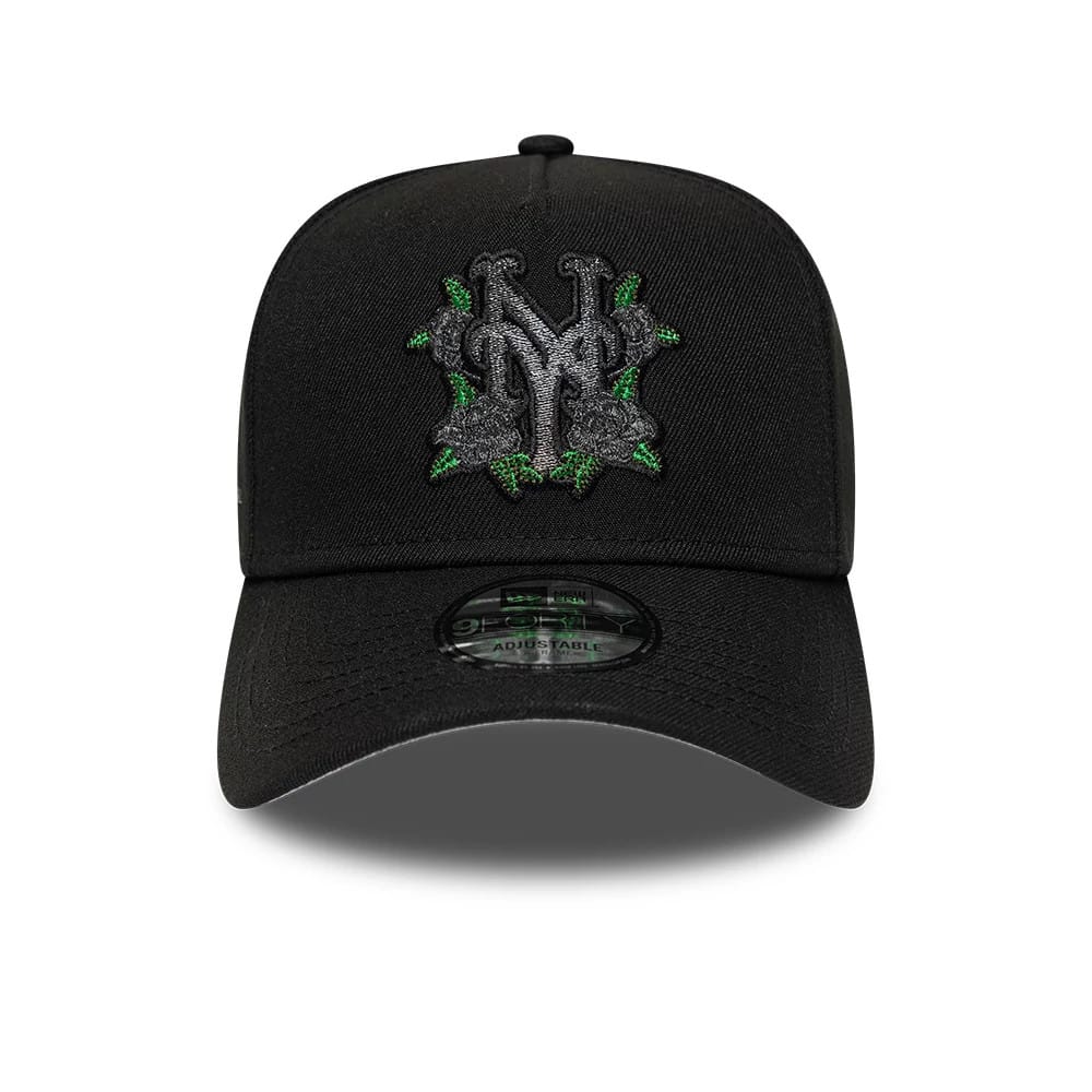 Pictured is this MLB New York Mets 9FORTY A-Frame cap in black. 3