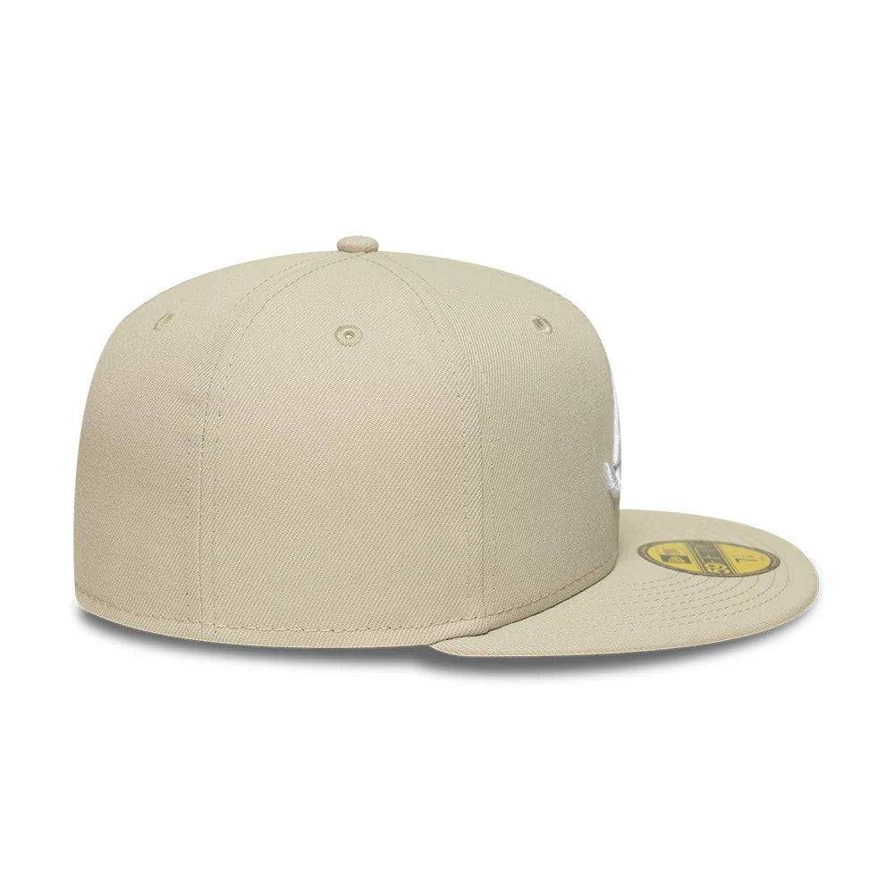 Pictured is this MLB Atlanta Braves 59FIFTY Fitted cap in cream. 7