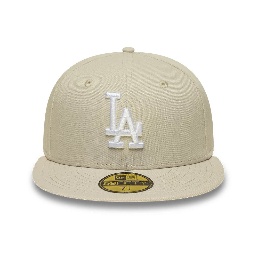 Pictured is this MLB LA Dodgers 59FIFTY Fitted cap in beige. 3