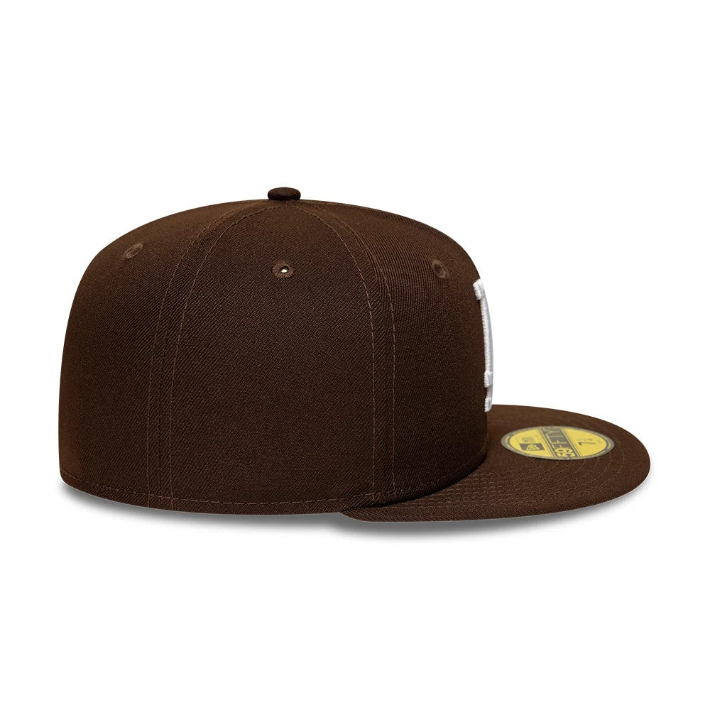 Pictured is this MLB LA Dodgers 59FIFTY Fitted cap in dark brown. 7
