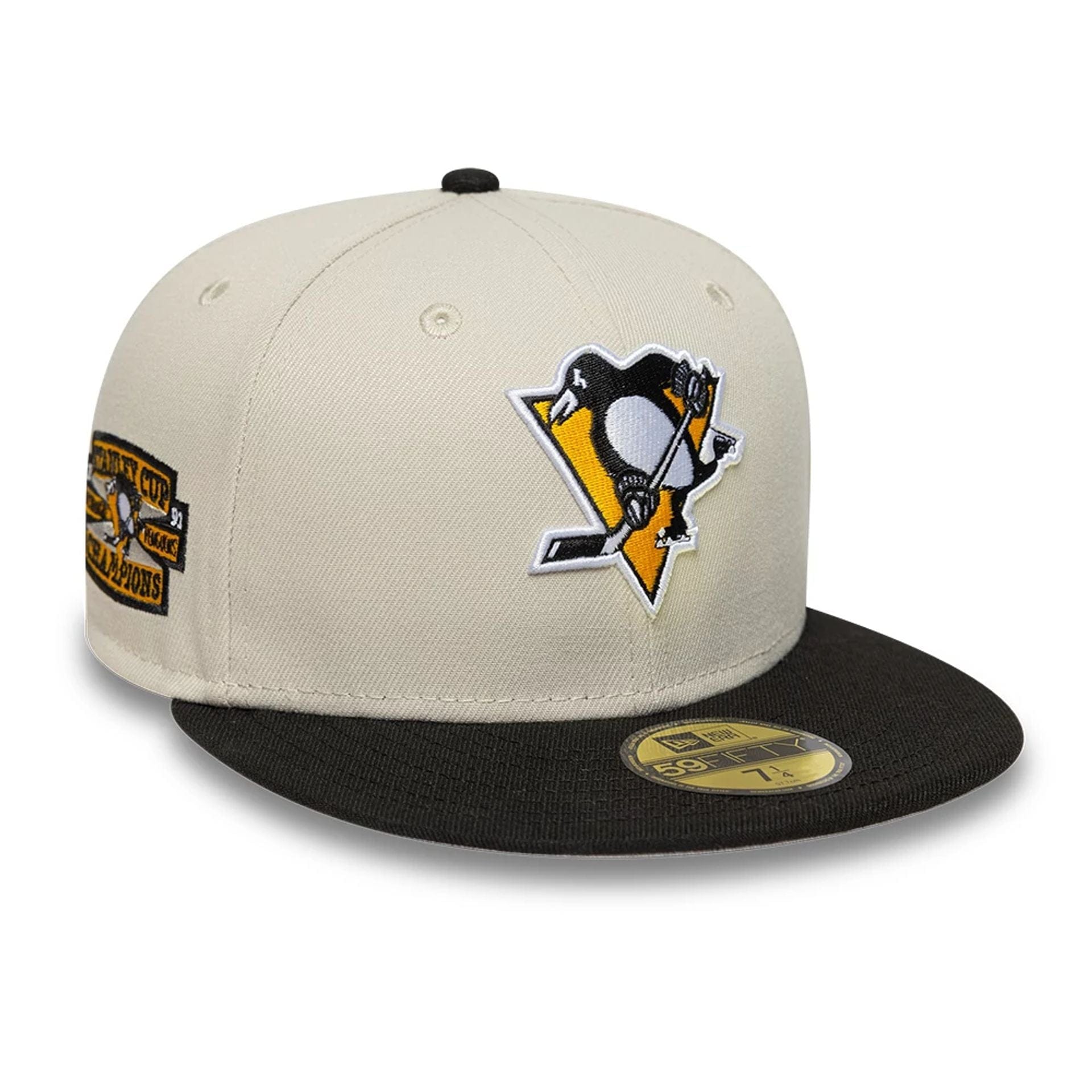 This is a Pittsburgh Penguins NHL Beige 59FIFTY Fitted Cap 1