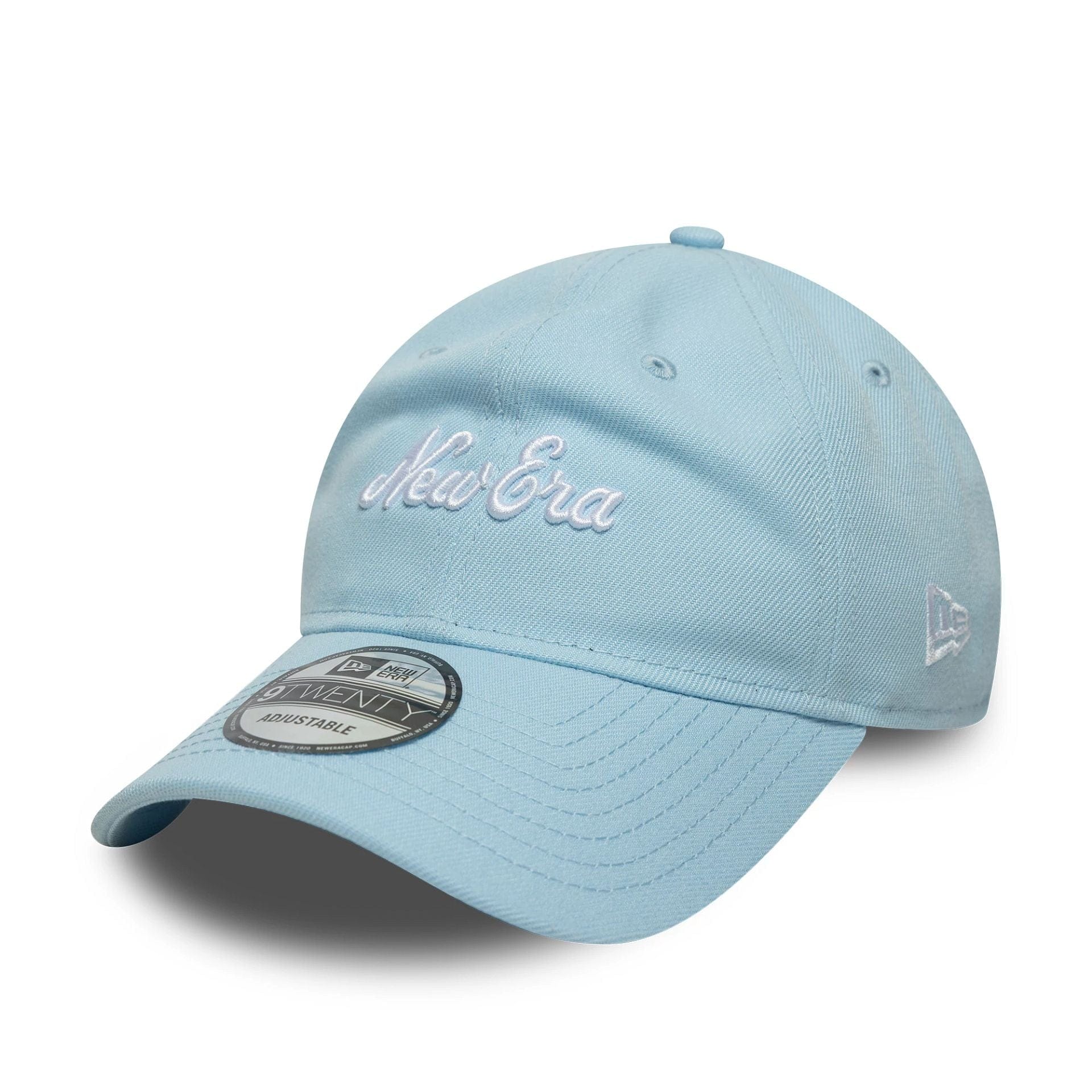 This is a New Era Heritage Script Blue 9TWENTY Adjustable Cap 1