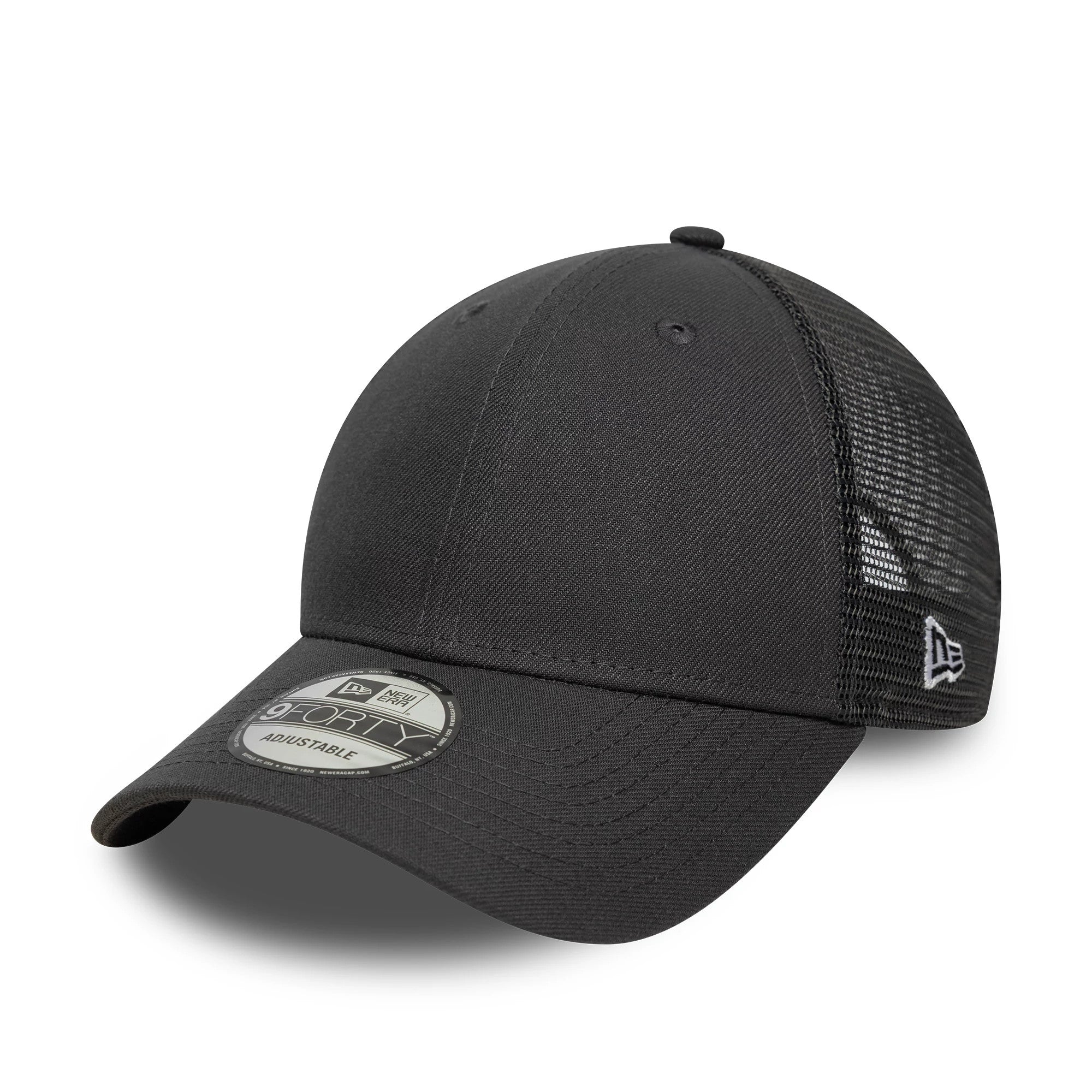 This is a New Era Grey 9FORTY Trucker Adjustable Cap 1