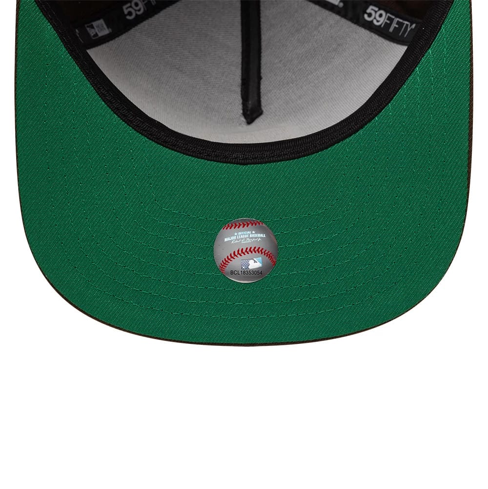 Pictured is this San Diego Padres MLB Dark Brown 59FIFTY A-Frame Fitted cap. 2