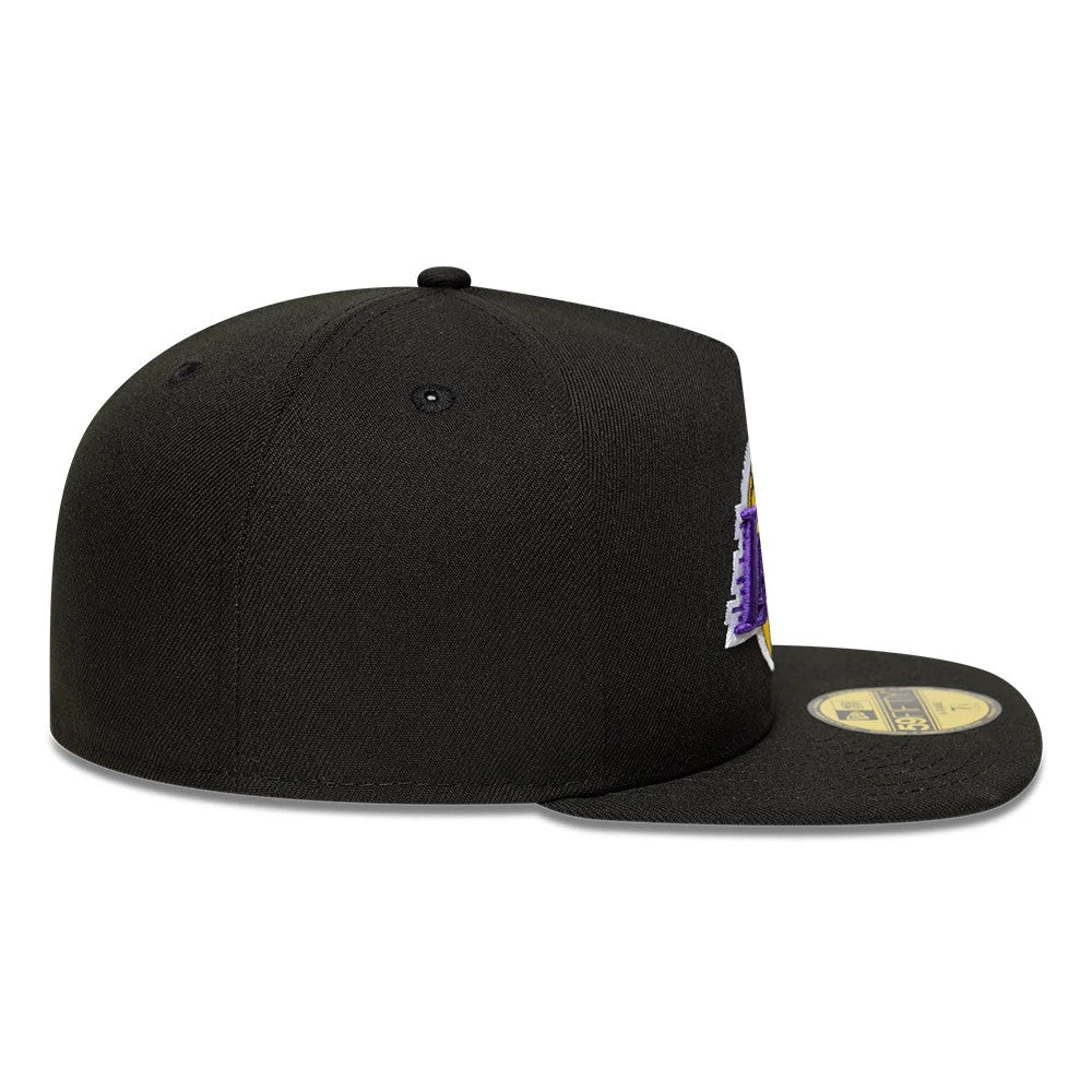 This is a LA Lakers Flat Black 59FIFTY A-Frame Fitted Cap 7