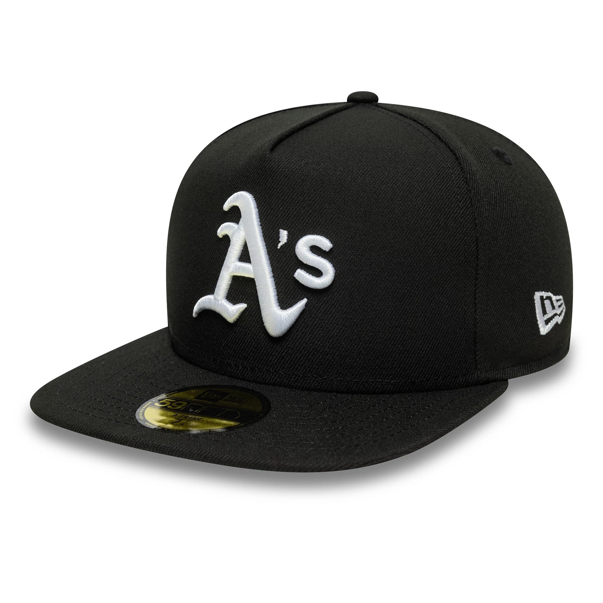 This is a Athletics Flat Black 59FIFTY A-Frame Fitted Cap 1
