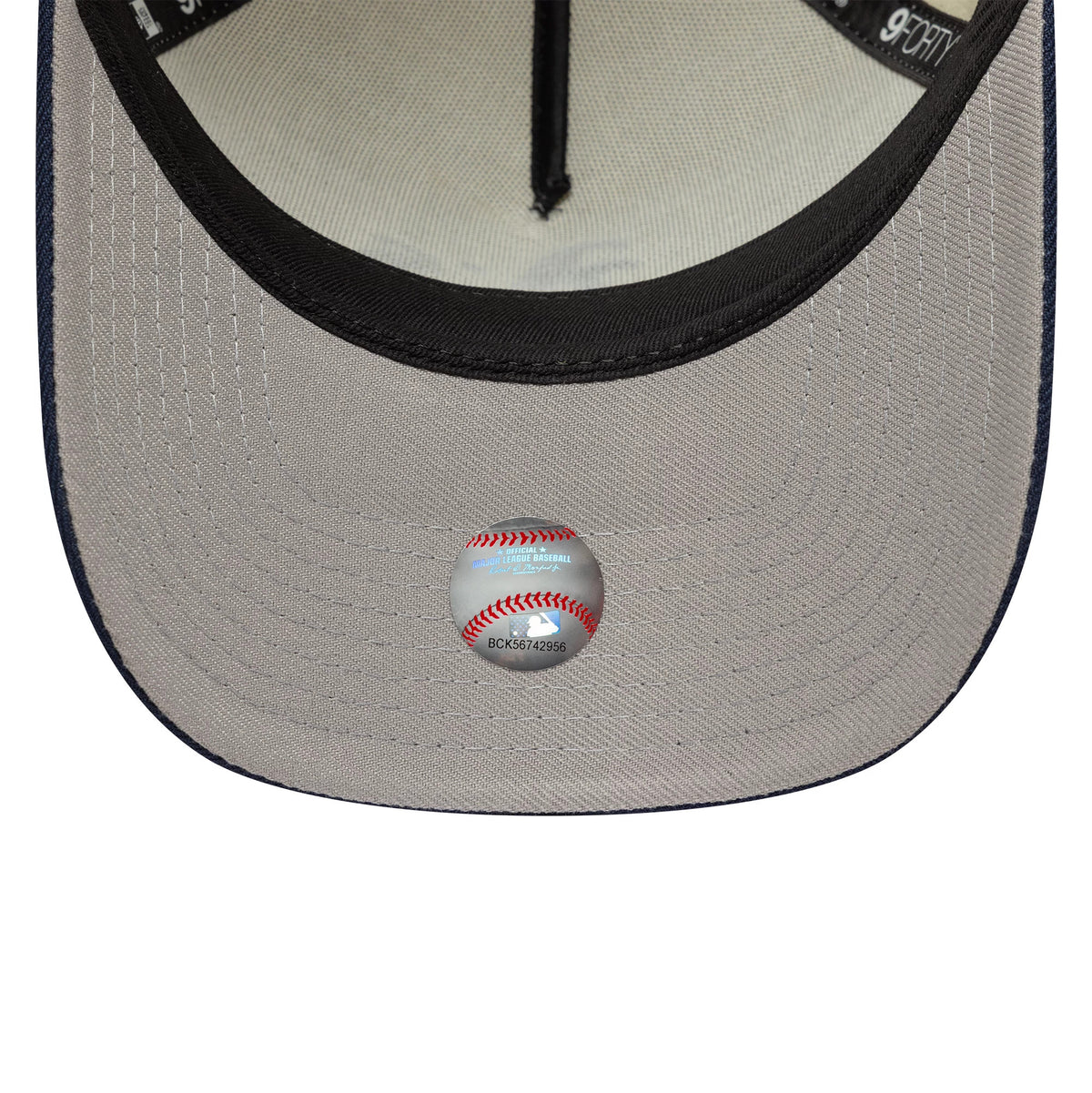 This is a Athletics MLB Chrome Blue Contrast Cream 9FORTY A-Frame Adjustable Cap 2