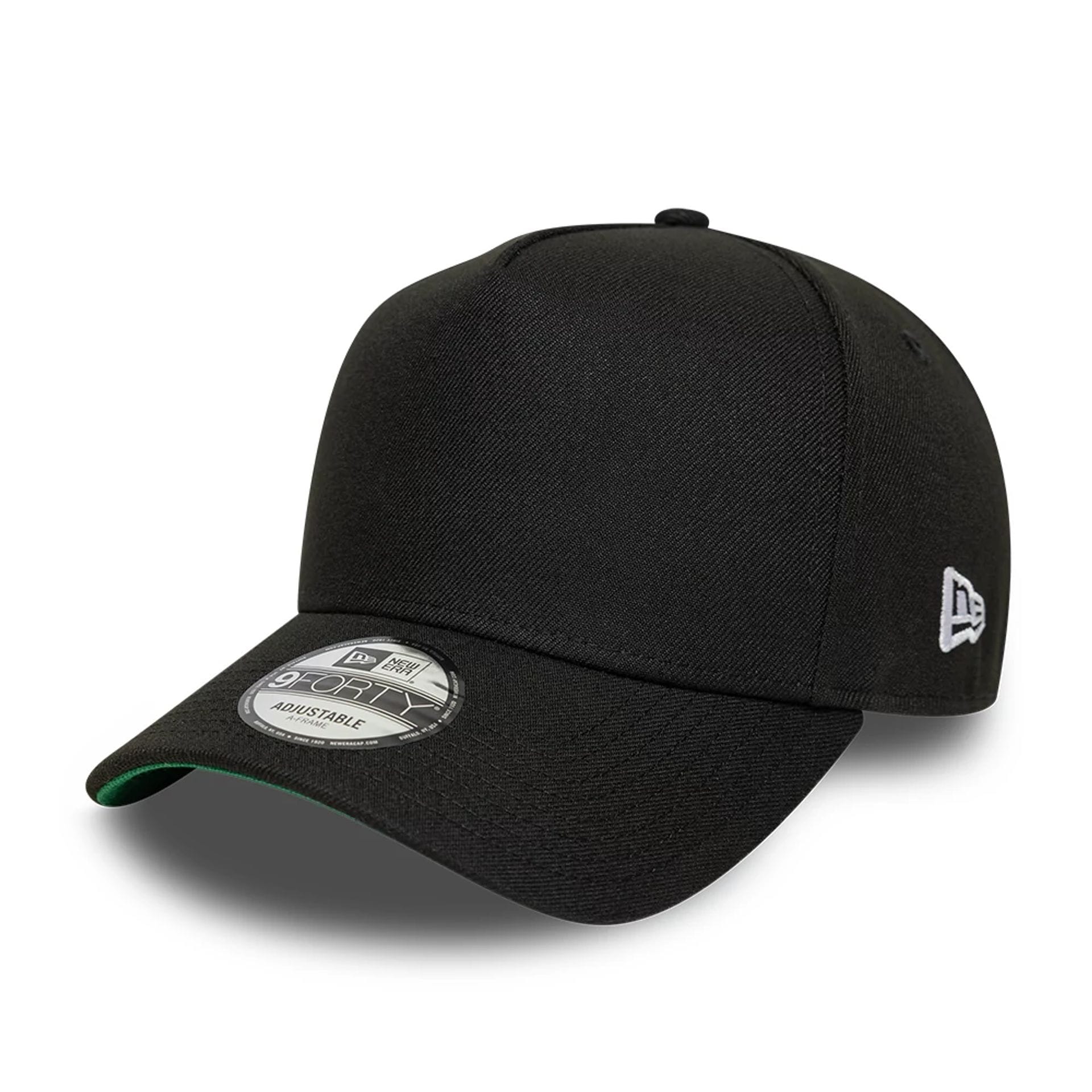 This is a New Era Black 9FORTY A-Frame Adjustable Cap 1