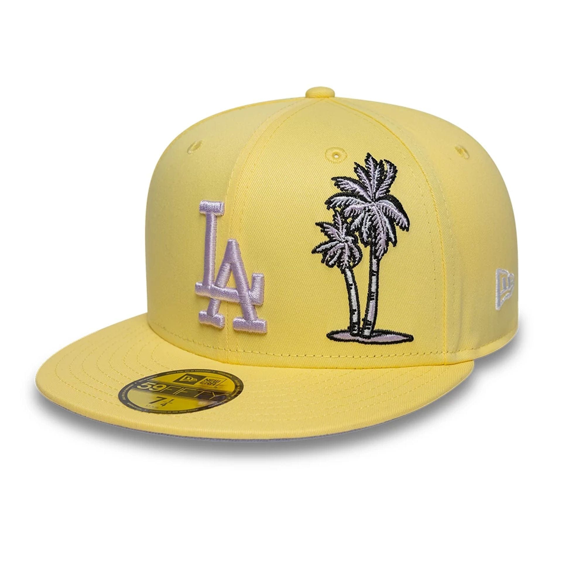 This is a LA Dodgers MLB Palm Taco Pastel Yellow 59FIFTY Fitted Cap 1