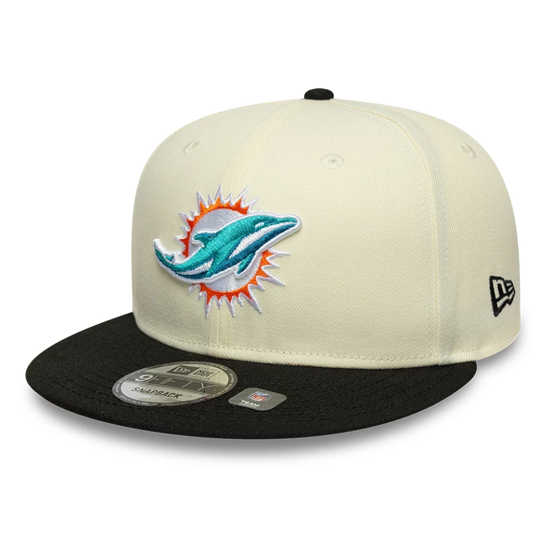 This is a Miami Dolphins NFL Cream 9FIFTY Snapback Adjustable Cap 1