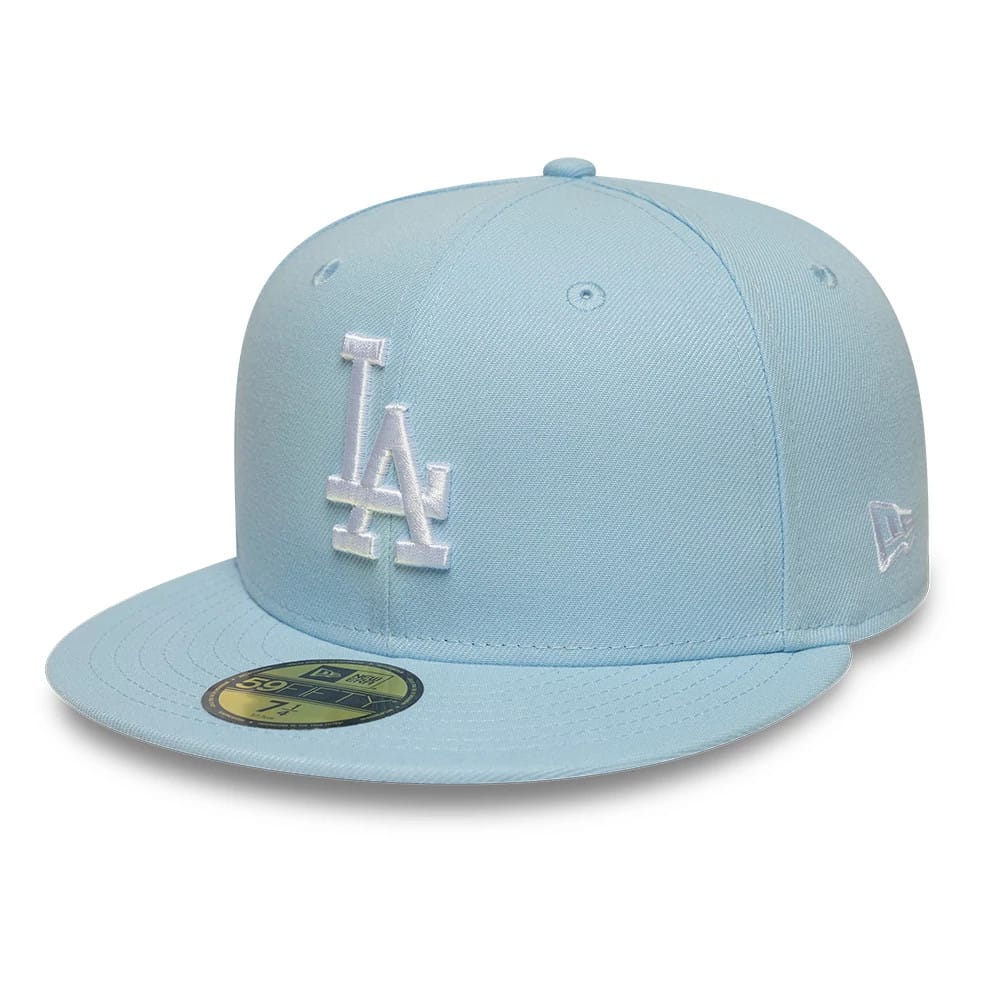 This is a LA Dodgers MLB Pastel Blue 59FIFTY Fitted Cap 1