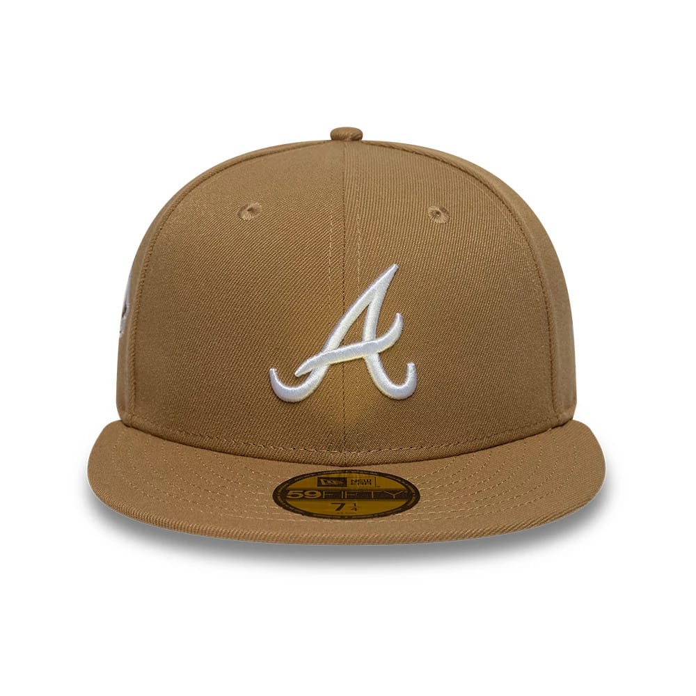 This is a Atlanta Braves MLB Sidepatch Beige 59FIFTY Fitted Cap 2