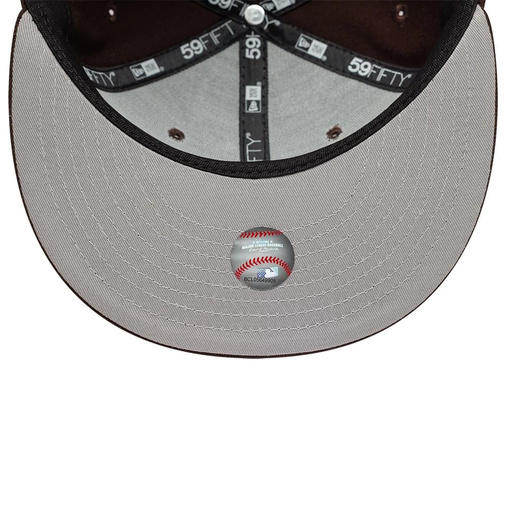 Pictured is this MLB Detroit Tigers 59FIFTY Fitted cap in dark brown. 2